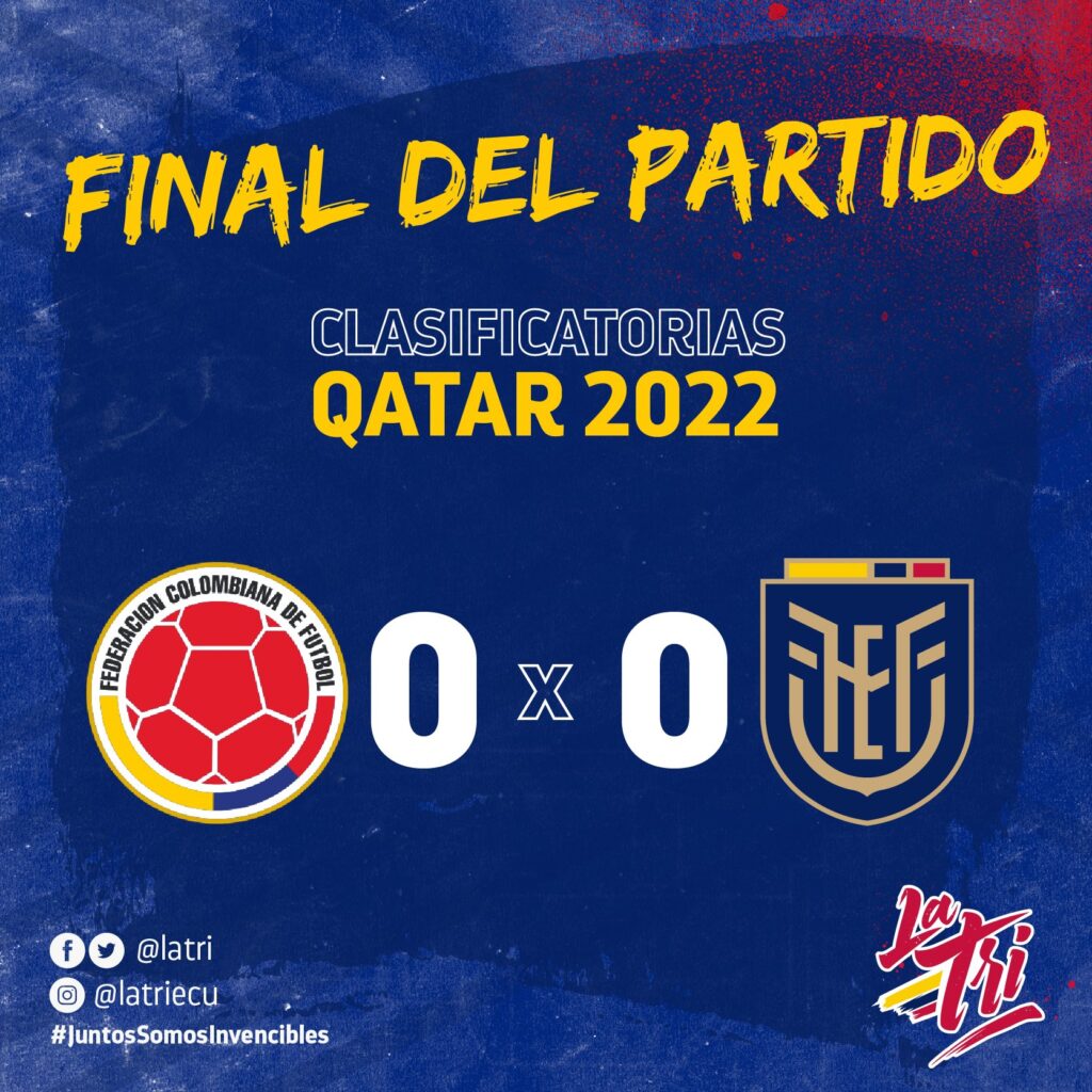 Ecuador logra valioso empate en las eliminatorias de Catar 2022